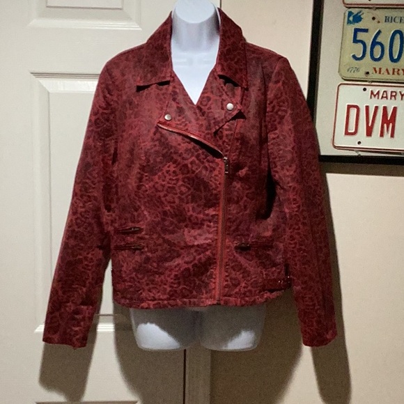 Kut from the Kloth Jackets & Blazers - Kut From the Kluth Moto Cranberry Leopard Jacket - Size L